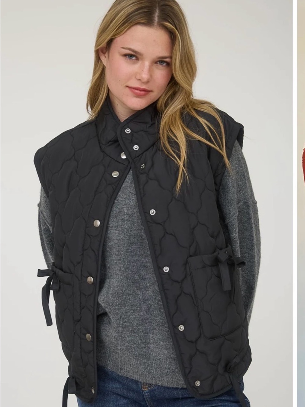 Blu Pepper Quilted Black Button-Front Vest Sz M
